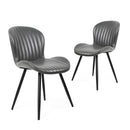 Dining Chairs Set of 2,Modern Leather Upholstered Chairs with Comfy Backrest and Sturdy Metal Legs 20' Bean-GREY