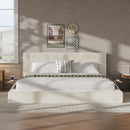 AirFrame King Bed Frame with adjustable Sliding Side Table, 8.7'' Cloud Upholstered Sponge Cushion, Easy Assembly (Off-White).