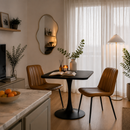 Square Dining Table, 23.6' Tulip Table with Thickened Edge Decor Tabletop & Metal Pedestal, Mid Century Modern Bistro Table for Kitchen, Small Places, Living Room, Cafe ( BLACK Color)