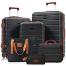Travelpro Max 6-Piece Hardside Luggage Set with TSA Lock, 14/20/24/28 Inch Spinner Suitcase Set with Expandable Travel Duffel Bag & Waterproof Toiletry Kit, Adjustable Handle (
black and brown)