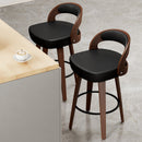 Swivel Bar Stools Set of 2, 26.8' Counter Height Bar Stools for Kitchen Island, Black Barstools Upholstered Faux Leather & Solid Wood Legs, VF