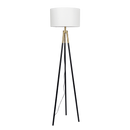 Sway Brassed Gold Floor Lamp with On/Off Switch Triple Legs White Fabric Shade