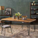 ZION INDUSTRIAL WOOD AND METAL RECTANGULAR DINING TABLE