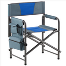 Lightweight Oversized Padded Folding Outdoor Chair with Storage Pockets, Blue/Grey, Steel & Oxford Cloth
