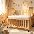Baby Bassinets Bedside Sleeper - Portable Pine Wood Bedside Bassinet,3 Heights Small Mini Crib with Mattress 1.97 - 2.2in,Space-Saving Design Baby Crib for Newborns 0-36 Months