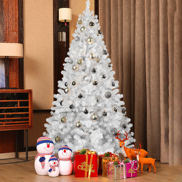 6ft White Christmas Tree with Memory Wire, 760 Tips Hinged Artificial PVC Tree, Easy Assembly Holiday Xmas Tree for Indoor Decor (Ornaments Not Included)