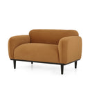 Sway Upholstered Loveseat with Wood Legs and Round Arms, Yellow