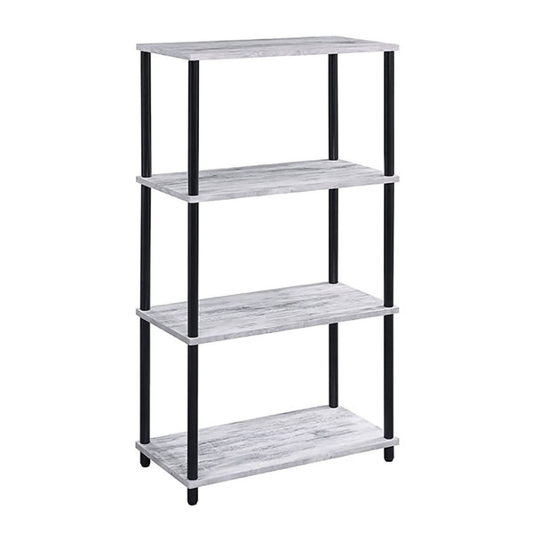 Antique White and Black Bookshelf with 4 Shelf