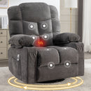 Oversized Massage Swivel Recliner Chair with Lumbar Heating for Living Room Rocker Recliner with Cup Holders and USB Charge Port, for Adult