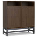 Banting Entryway Storage Cabinet in Walnut Brown with Metal Frame, Solid Rubberwood Construction, 14'D x 36'W x 39'H