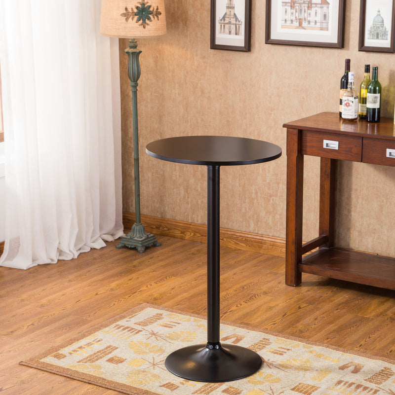 Belham Black Round Top with Black Leg And Base Metal Bar Table