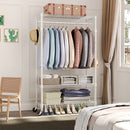 Heavy Duty Rolling Garment Rack 3 Tiers Adjustable Wire Shelving Clothes Rack with Rods and Side Hooks,Storage Closet Clothing Rack with Wheels White 15.7' D x 29.5' W x 74.5' H