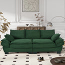 U-Style 85.4' Modern Curved Sofa, Back Upholstered Couch with 2 Decorative Throw Pillows, Corduroy Fabric Couch for Living Room, Bedroom , Apartment