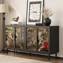 60.3' with 4 doors for Buffet Cabinets, Glazed painting art storage Cabinets, American retro control Console Table decorative Cabinets, Living room, Bedroom, Dining room