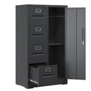 Metal Storage Vertical Filing Cabinet with Lock, Steel File Locker with 4 Drawers and 1 door for School, Living Room, Bedroom, Office (Black)