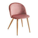 Set of 2 Modern Velvet Dining Chairs with Wooden Legs