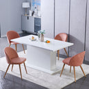 Set of 2 Modern Velvet Dining Chairs with Wooden Legs