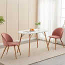 Set of 2 Modern Velvet Dining Chairs with Wooden Legs