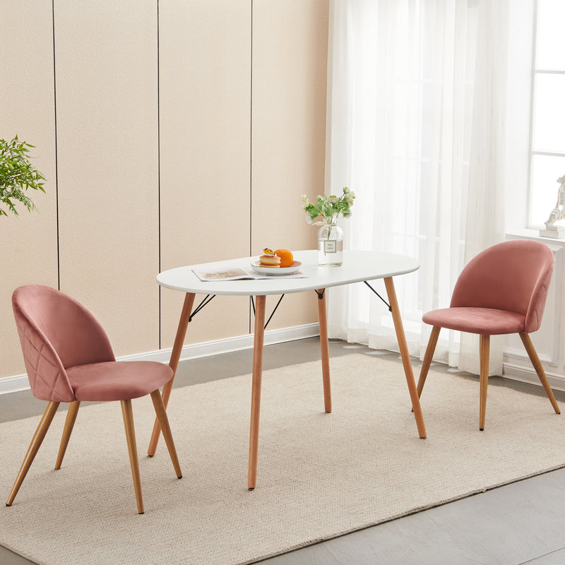 Set of 2 Modern Velvet Dining Chairs with Wooden Legs