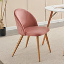 Set of 2 Modern Velvet Dining Chairs with Wooden Legs