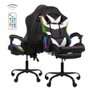 Gaming Chair Black-White - RGB Lighting PU Leather w/Synced Armrests & 5-Star Metal Base