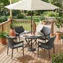 MIRAGE GREY PE WICKER STACKING ARMCHAIR,4PCS