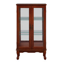 Lighted Curio Cabinet with Adjustable Shelves, Mirrored Back Panel, and Tempered Glass Doors, 3-Tier Cherry Finish