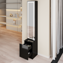 Length 11.8' x Width 15.7' x Height 63' LED Dressing Mirror Cabinet,Cosmetic Organizer Cabinet, Jewelry Cabinet, 3 colors, Adjustable Brightness, Extra Large Mirror, Multi Layer High Capacity Storage