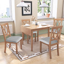 Foldable Dining Table Set for Small Space, 5 Piece Extendable Dining Set Farmhouse Style, Small Kitchen Table Set with Drop Leaf Dining Table and 4 Dining Upholstered Chairs, Natural