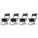 4-piece Folding Outdoor Chair with Storage Bag, Portable for Camping, Picnics, Fishing, Green, Steel and Oxford Cloth