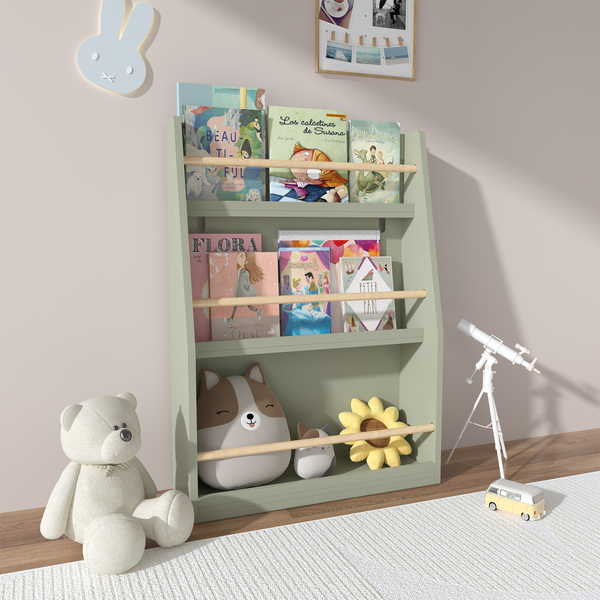 3 Tier Kids Book Shelf,Kids Book Rack, Helps Keep Bedrooms, Playrooms, and Classrooms Organized,Sage