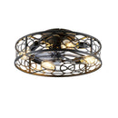 20' Caged Ceiling Fans with Lights and Remote, Bladeless Ceiling Fan 6 Speed Reversible with  Remote Control,Flush Mount Caged Ceiling Fan for Bedroom, Living Room--NOT Included Bulbs