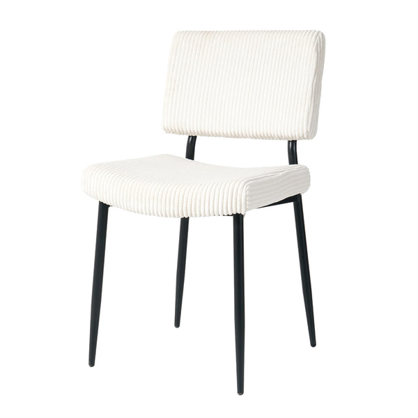 Modern Beige Dining Chair Fabric Upholstered Chairs with Black Metal Legs for Home and Bedroom