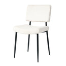 Modern Beige Fabric Upholstered Dining Chair with Black Metal Legs - Set of 4