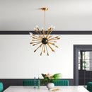 8-Light Sputnik Chandeliers for Dining Room, Modern Brushed Brass Chandeliers Mid Century Clound Glass Globe Ceiling Light Fixture, Gold Pendant Lighting for Living Room Bedroom