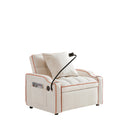 Convertible 3-in-1 Sofa Bed with USB Port and Multi-Pockets in Beige Velvet