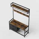 Rustic Brown 33.1' Wide Hall Tree with 2 Movable Drawers, Shoe Storage, Shelves, Garment Racks, and 23 Hooks for Entryway or Corner