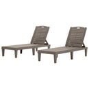 2-Piece Outdoor Chaise Lounges with Adjustable Backrest in Light Brown Polypropylene Resin