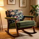 Mid Century Modern Accent Chair ,rocking chair with Wood Frame, Upholstered Living Room Chairs , Reading Armchair for Bedroom Sunroom