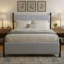 48-inch Striped Rubberwood Upholstered Bed,King