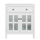White 30' Bathroom Vanity with Ceramic Sink, Solid Wood Legs, Silver Knobs, Soft Close Hinges, Adjustable Shelf & Tip-Out Tray