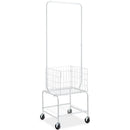 Metal Rolling Laundry Basket with Hanging Garment Rack, Height Adjustment Laundry Hamper Cart with Basket Load and Shelf Load, Storage Organizer with Heavy Duty Lockable Wheels