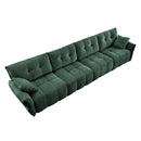 Modern 4-Seater Sofa with Solid Wood Frame in Premium Chenille, Green, High-Resilience Cushions