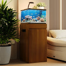 10-15 Gallon Fish Tank Stand with Storage Cabinet, Aquarium Stand with Power Outlets, 330LBS Capacity, Small Terrarium Stand Cabinet with Adjustable Shelves, Tank Stand for 16.9' L x 16.9' W Cube Terr