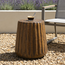 MGO Outdoor Indoor Side Table - Durable Tree Stump Style End Table for Patio, Garden, Living Room, 16.61' Height, Brown Wood Grain Finish