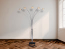 1pc Modern Design Classic Luxury Sleek Multi-head Floor Lamp Half Moon Radiant Crystal-encrusted Sleek Metallic Stems Living Room