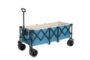 Foldable Extended Wagon with 220lbs Weight Capacity, Heavy Duty 300L Folding Utility Garden Cart with Big All-Terrain Beach Wheels & Drink Holders. Blue