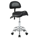 Saddle Stool with Back Support, Rolling Stools with Foot Rest, Ergonomic Adjustable Stool with Wheels, Backrest Adjustable Height & Angle for Salon Spa Tattoo Massage Swivel Stool Chair.(N753P243053B)