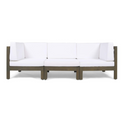 OANA Modern 3-Piece Sofa Set with Water Resistant Cushions in White Acacia Wood