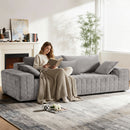 91' Chenille Cloud Sofa, 3-Seater Boneless Couch with High-Density Foam & Pocket Springs, No Assembly Couch in a Box, Deep Seat Oversized Sofa for Living Room Apartment